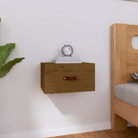Wall-mounted Bedside Cabinet Honey brown Solid pinewood...