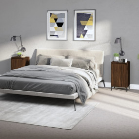 Bedside Cabinet Set of 2 Brown Oak Engineered wood, met...