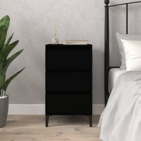 Nightstand Black Engineered wood Medium Nightstand Squa...