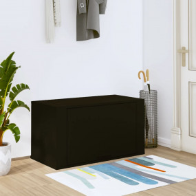 Wall-mounted Shoe Cabinet Black Engineered wood Medium