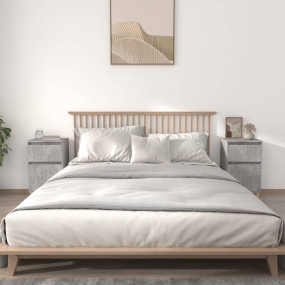 Bedside Cabinet Set of 2 Concrete Grey Engineered wood