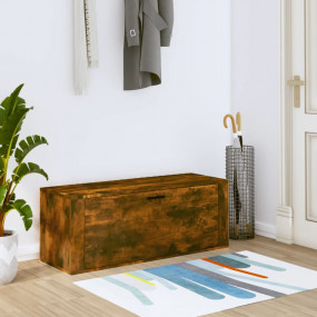 Wall Shoe Cabinet Smoked oak Engineered wood Compact Dr...