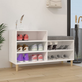 Shoe Cabinet White Engineered wood, Solid eucalyptus wo...