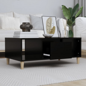 Coffee Table Black Engineered wood, Solid eucalyptus wo...