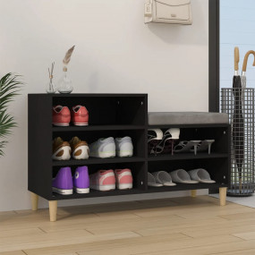 Shoe Cabinet Black Engineered wood, solid eucalyptus wo...
