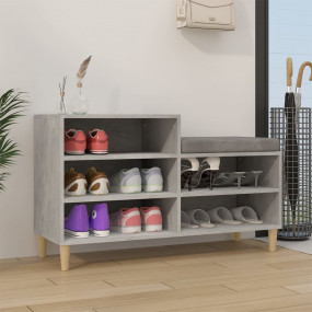Shoe Cabinet Concrete Gray Engineered Wood and Solid Eu...
