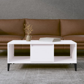 Coffee Table White Engineered wood, metal Medium Coffee...