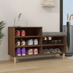 Shoe Cabinet Brown Oak Engineered wood, Solid Eucalyptu...