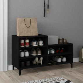 Shoe Cabinet Black Engineered wood Compact Shoe Cabinet