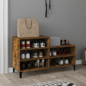 Shoe Cabinet Smoked Oak Engineered wood Compact Shoe Ca...