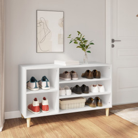 Shoe Cabinet White Engineered wood, solid eucalyptus wo...