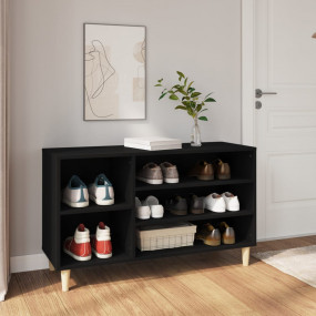 Shoe Cabinet Black Engineered Wood Medium Shoe Cabinet