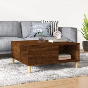 Coffee Table Brown Oak Engineered Wood 32x32 in Table