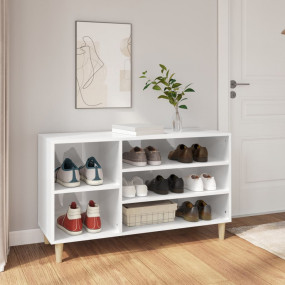 Shoe Cabinet High gloss white Engineered wood, solid eu...