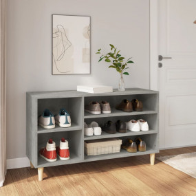 Shoe Cabinet Concrete Grey Engineered wood, Solid eucal...