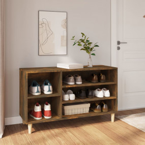 Shoe Cabinet Smoked oak Engineered wood 40.2x14.2x23.6 ...