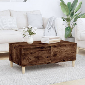 Coffee Table Smoked Oak Engineered Wood, Solid Eucalypt...
