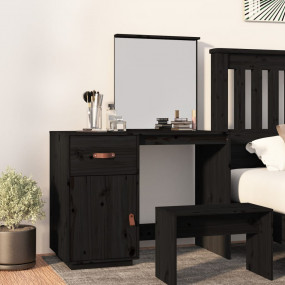 Dressing Table Black Solid Pine Wood Medium Dressing Ta...