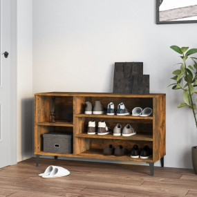 Shoe Cabinet Smoked Oak Engineered Wood, Metal Medium
