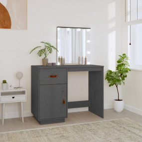 Dressing Table Grey Solid pine wood 37.4 x 19.7 x 52.6 ...