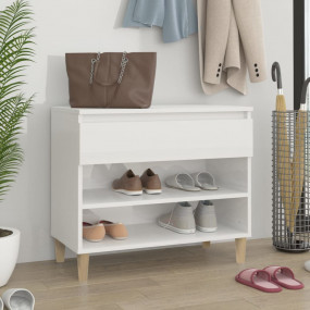 Shoe Cabinet High gloss white Engineered wood, solid eu...