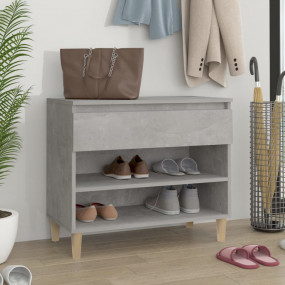 Shoe Cabinet Concrete grey Engineered wood, Solid eucal...