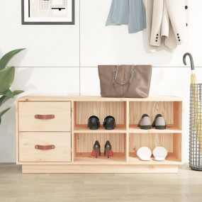 Shoe Bench Natural Pine Solid pine wood 39.4 in x 13.4 ...