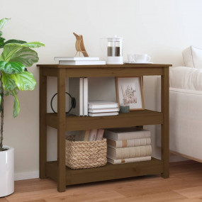 Console Table Honey Brown Solid Pine Wood Medium Consol...