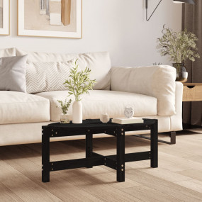 Coffee Table Black Solid Pine Wood Medium Durable Coffe...