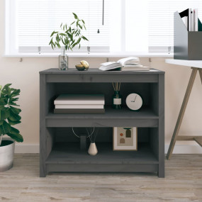 Book Cabinet Grey Solid pine wood 31.5x13.8x26.8 in Boo...