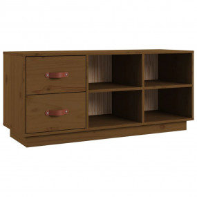 Shoe Bench Honey Brown Solid Pine Wood 39.4 in x 13.4 i...