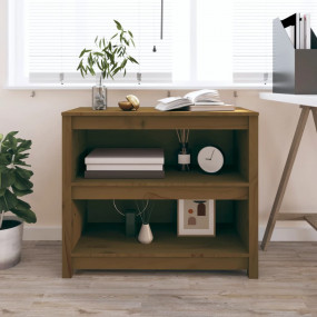 Book Cabinet Honey brown Solid pine wood Medium Book Ca...