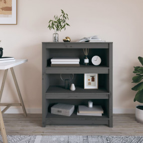 Book Cabinet Grey Solid pine wood Medium Book Cabinet