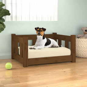 Dog Bed Honey brown Solid pine wood 21.9 x 17.9 x 11.0 ...