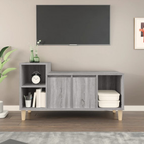 TV Cabinet Grey Sonoma Engineered Wood, Solid Eucalyptu...