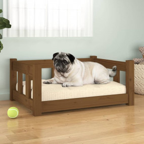 Dog Bed Honey Brown Solid Pine Wood 25.8 x 19.9 x 11.0 ...