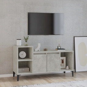 TV Cabinet Concrete Grey Engineered Wood, Iron Medium T...