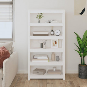 Book Cabinet White Solid pine wood Large Book Cabinet