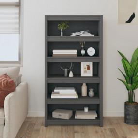 Book Cabinet Grey Solid pine wood Medium Book Cabinet
