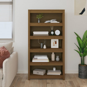 Book Cabinet Honey brown Solid pine wood Medium Book Ca...