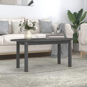 Coffee Table Grey Solid Pine Wood 43.3 x 21.7 x 17.7 in...