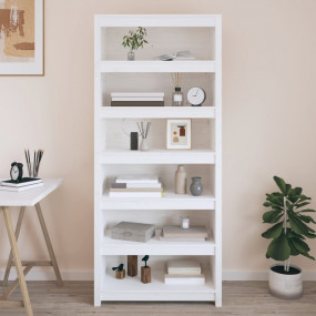 Book Cabinet White Solid pine wood Large Book Cabinet
