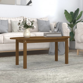 Coffee Table Honey Brown Solid Pine Wood Medium