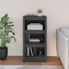 Book Cabinet Grey Solid Pine Wood Medium Book Cabinet