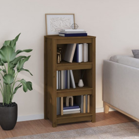 Book Cabinet Honey Brown Solid Pine Wood Medium Book Ca...