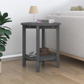 Coffee Table Grey Solid pine wood Round Rustic