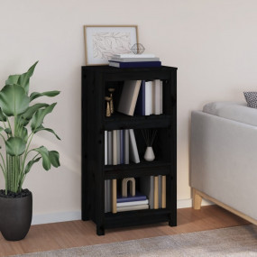 Book Cabinet Black Solid pinewood Standard Book Cabinet