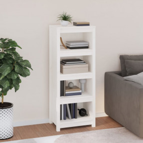Book Cabinet White Solid pine wood 19.7x13.8x49.4 in Bo...