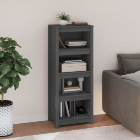 Book Cabinet Grey Solid Pine Wood Medium Book Cabinet