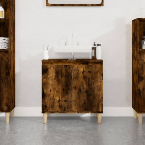 Sink Cabinet Smoked Oak Engineered Wood and Solid Eucal...